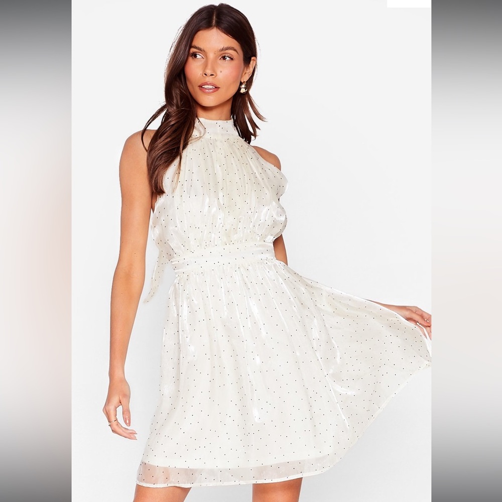 Off-White Halter Polka Dot Dress